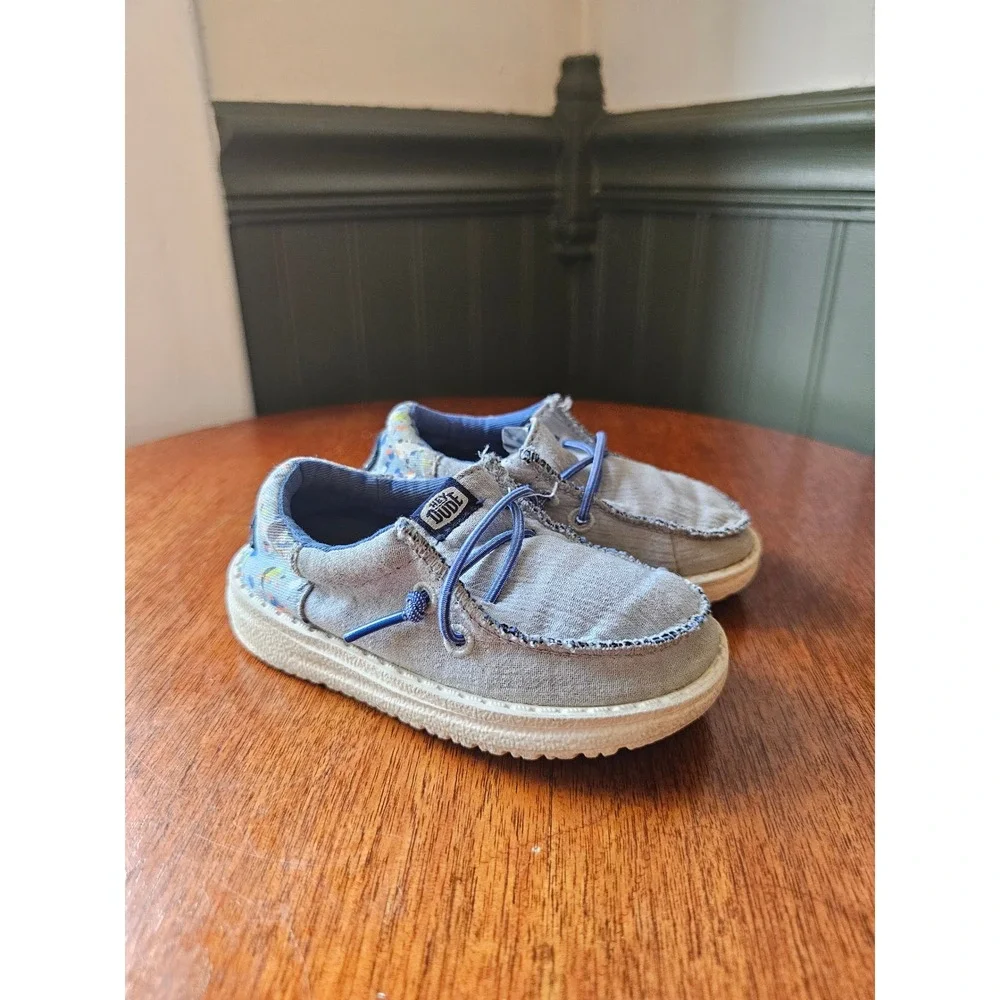 Hey Dude Wally Funk Splatter Chambray Gray Toddler Shoes Size 7T 42000-4PG